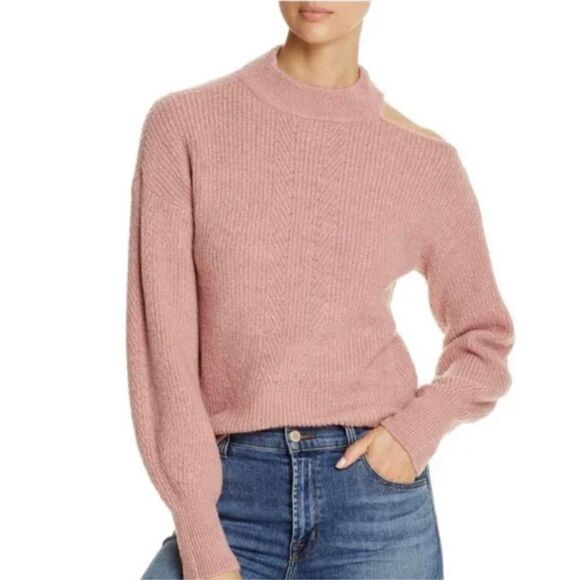 Design History Metallic Single Cold Shoulder Ribbed Sweater, Medium. Pink. - Picture 1 of 10